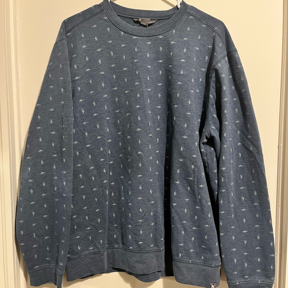 Eddie Bauer Men's Teal Patterned Crewneck Sweater